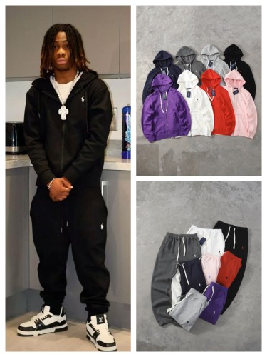 [buy more save more]Basic Pony Embroidered Logo Hoodie & Pants Set 8 colors