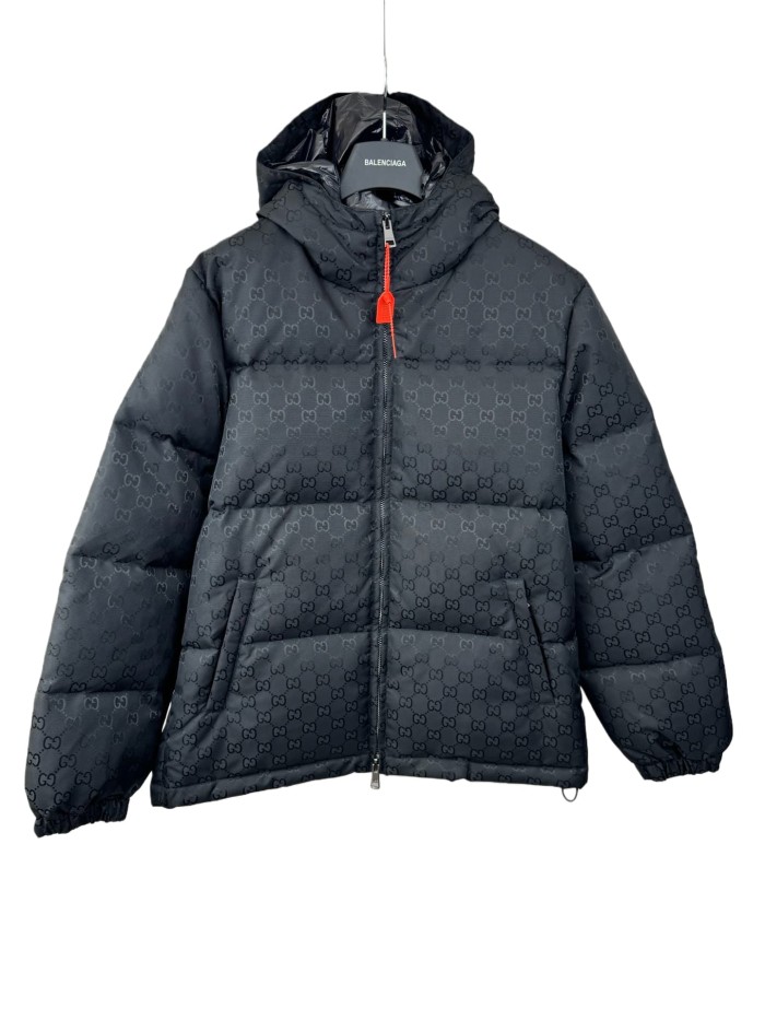 [50% Off]1:1 quality version Classic Double G black canvas hooded Down Jacket 28759355