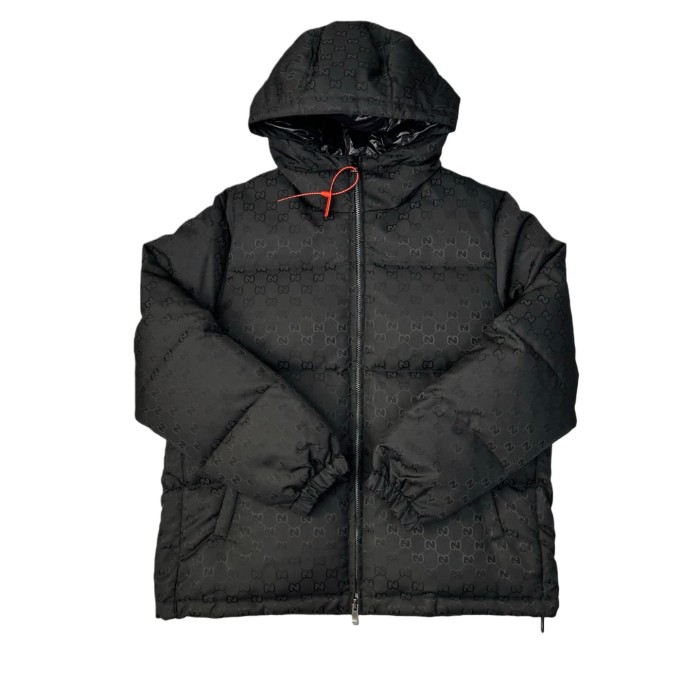 [50% Off]1:1 quality version Classic Double G black canvas hooded Down Jacket 28759355