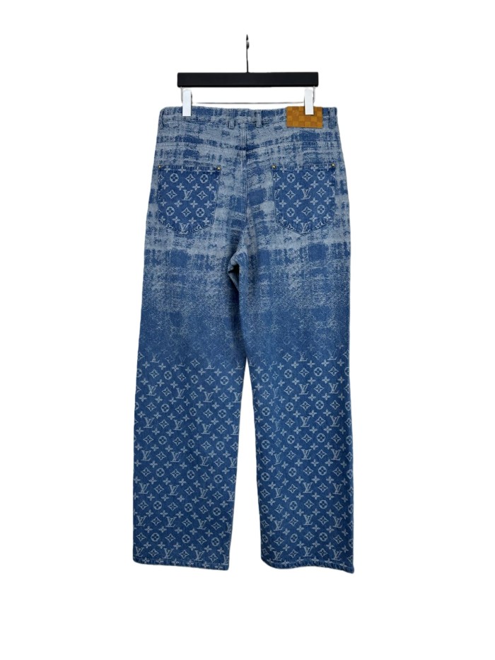 1:1 quality version Bleached Plaid Jacquard Denim Jeans 28759547