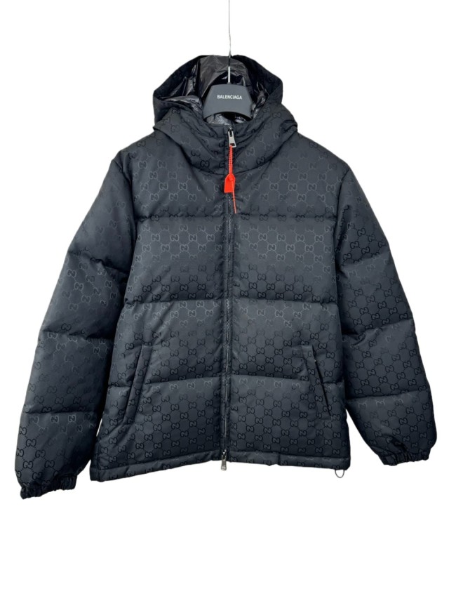 [50% Off]1:1 quality version Classic Double G black canvas hooded Down Jacket 28759355