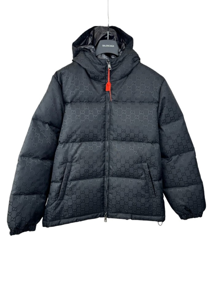 [50% Off]1:1 quality version Classic Double G black canvas hooded Down Jacket 28759355