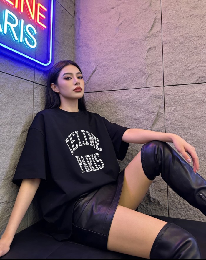 1:1 quality version Flocked Letter Print Tee 3 colors 28756475