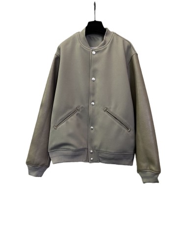 1:1 quality version Terry Embroidered Patchwork Leather Baseball Jacket 28760616