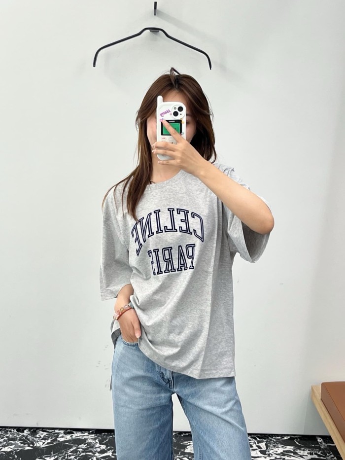 1:1 quality version Flocked Letter Print Tee 3 colors 28756475