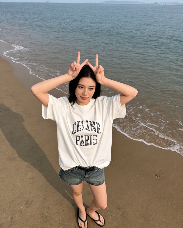 1:1 quality version Flocked Letter Print Tee 3 colors 28756475