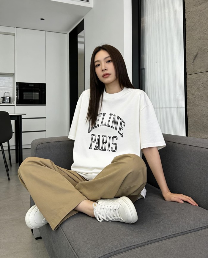 1:1 quality version Flocked Letter Print Tee 3 colors 28756475