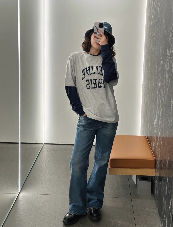 1:1 quality version Flocked Letter Print Tee 3 colors 28756475
