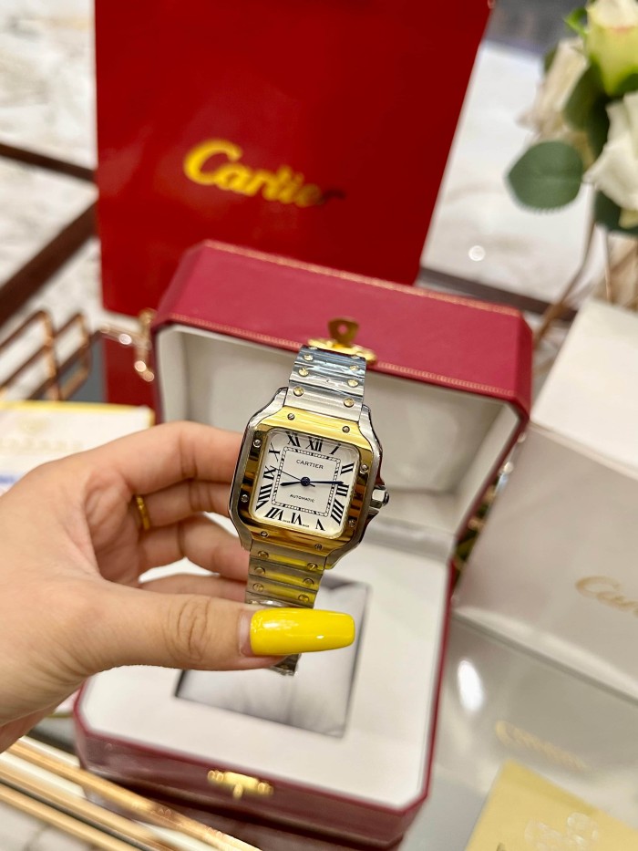 Yellow Gold Bracelet and Mechanical Movement Santos Watch【Dial diameter：36&40 mm 】28764927
