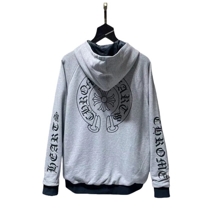 Gray-Blue Reversible Zipper Hoodie 28770364