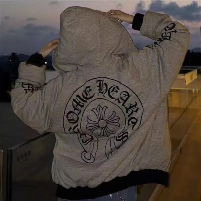 Gray-Blue Reversible Zipper Hoodie 28770364