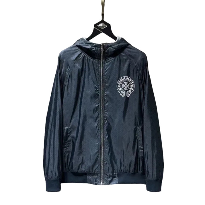 Gray-Blue Reversible Zipper Hoodie 28770364