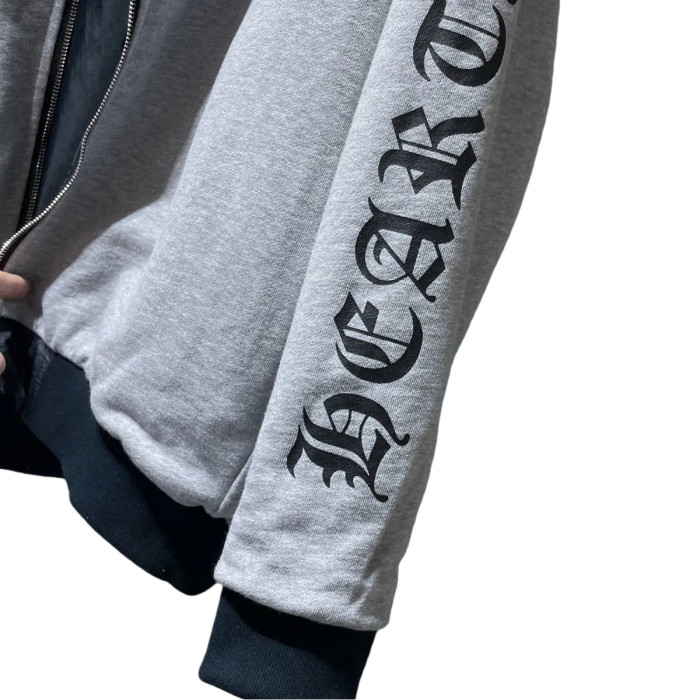 Gray-Blue Reversible Zipper Hoodie 28770364