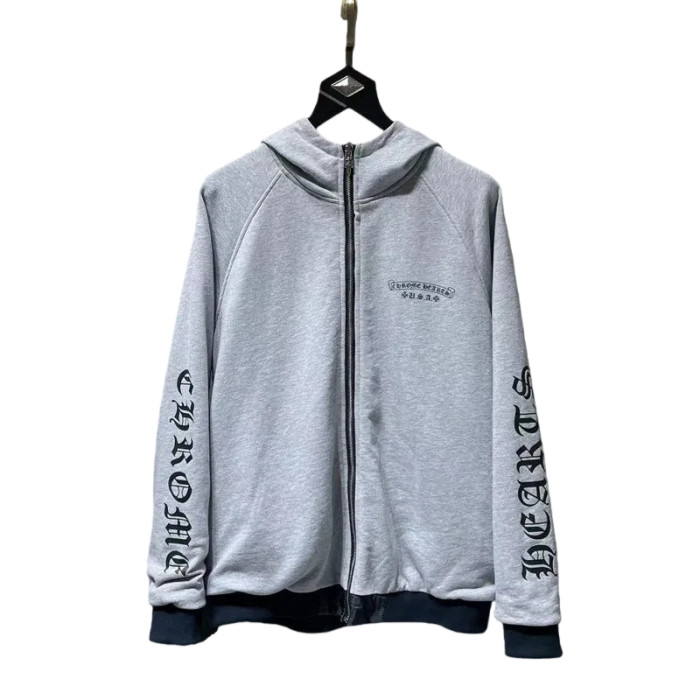 Gray-Blue Reversible Zipper Hoodie 28770364
