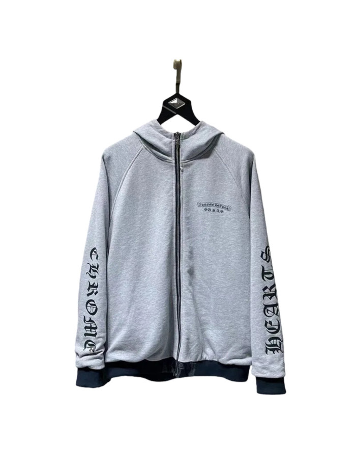 Gray-Blue Reversible Zipper Hoodie 28770364