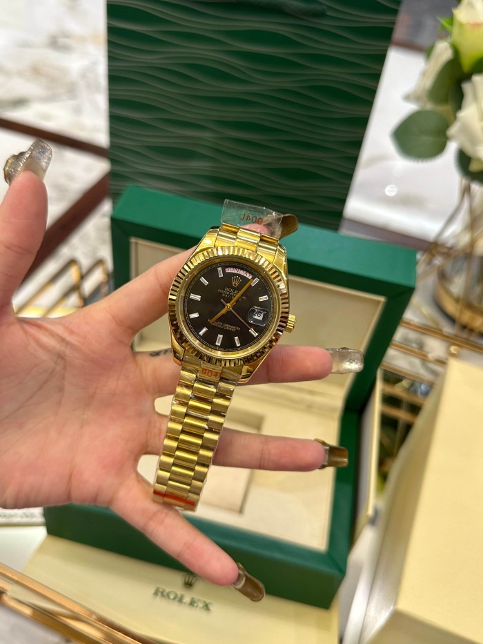 DAY-DATE Mechanical Movement Gold-Tone Steel Strap Watch【Dial diameter：40mm 】28770628