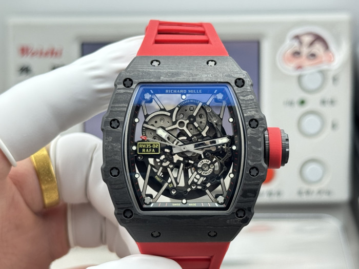 1:1 quality version RM 35-02 RAFAEL NADAL Carbon Fiber Automatic Mechanical Skeleton Watch 2 colors【Dial diameter：42mm 】28771545