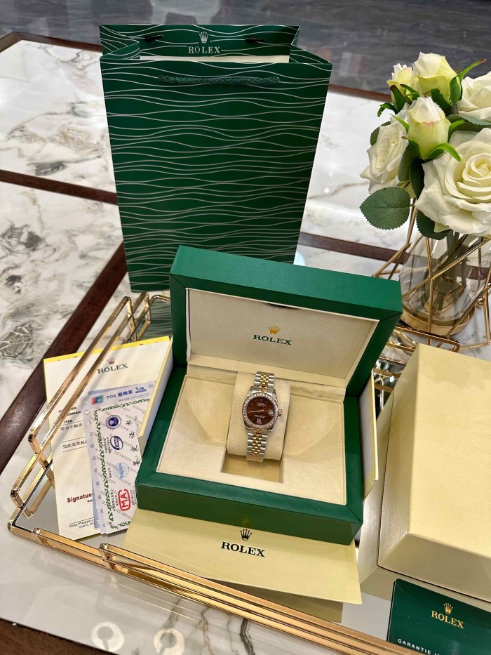 DATE JUST Roman Numeral Diamond-Set Brown Dial Mechanical Movement Watch【Dial diameter：30mm 】28771361