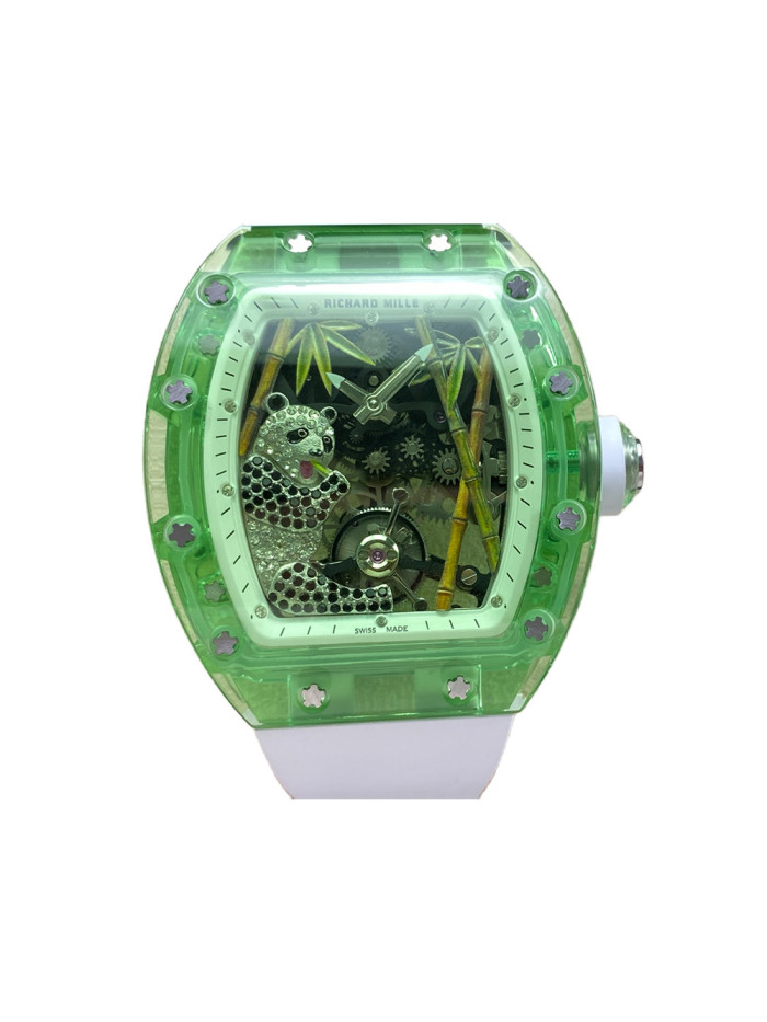 1:1 quality version Panda Eating Golden Bamboo Transparent Crystal Tourbillon Watch 【Dial diameter：43.2mm 】28771584