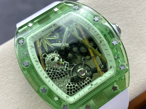 1:1 quality version Panda Eating Golden Bamboo Transparent Crystal Tourbillon Watch 【Dial diameter：43.2mm 】28771584