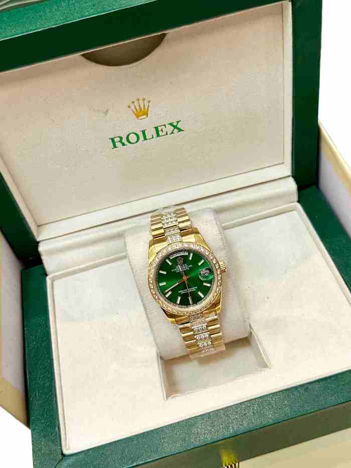 DAY-DATE Green dial and diamond-encrusted gold strap Mechanical movement Watch【Dial diameter：36mm 】28771364