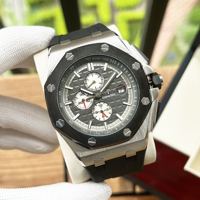 Two-Tone Dial Genuine Leather Strap Watch 6 colors【Dial diameter：44mm 】28771427