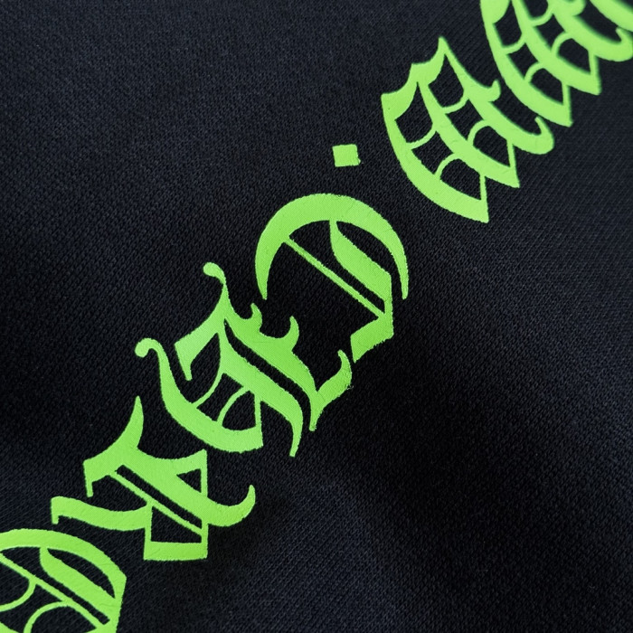 1:1 quality version Fluorescent Green Sanskrit Horseshoe Print Hoodie 28782545