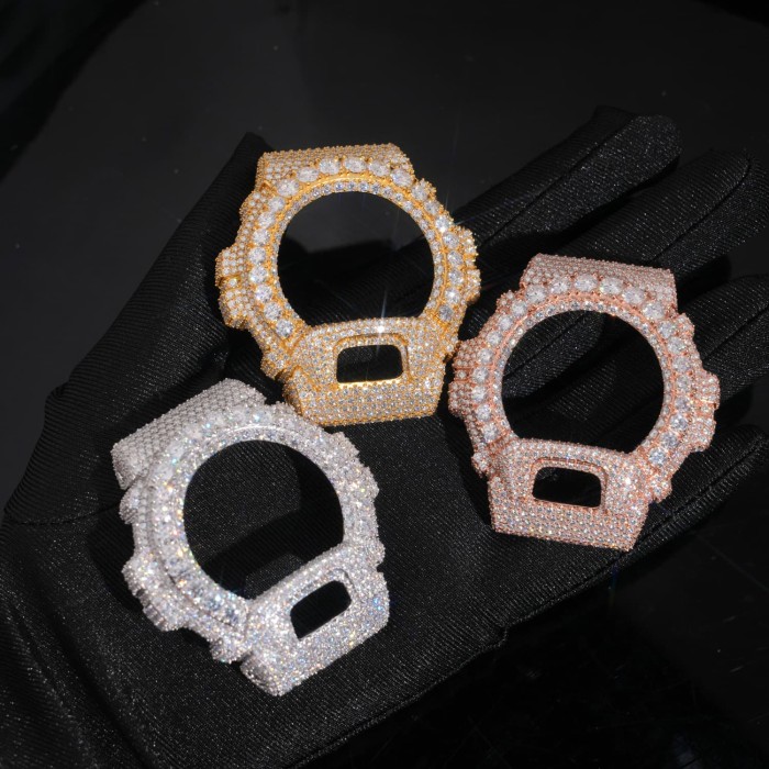 Bezel set with large moissanite stones on GM6900 model watch case 3 colors 28782447