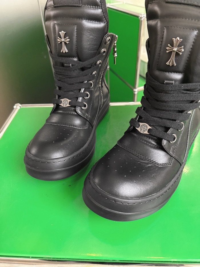 1:1 quality version R*ck0wens Silver accessories decorate the calfskin contrasting high-top shoes 2 colors 28791727
