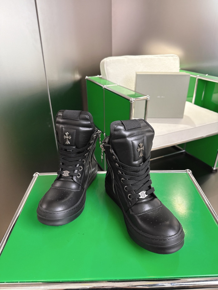 1:1 quality version R*ck0wens Silver accessories decorate the calfskin contrasting high-top shoes 2 colors 28791727