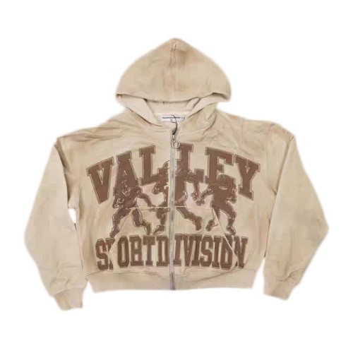 1:1 quality version Football Player Washed Apricot Embroidered Zip-up Hoodie 28841381