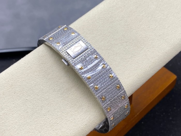 1:1 quality version Black Moissanite Diamond-Studded Santos Mechanical Watch【Dial diameter：39.8mm】28773787