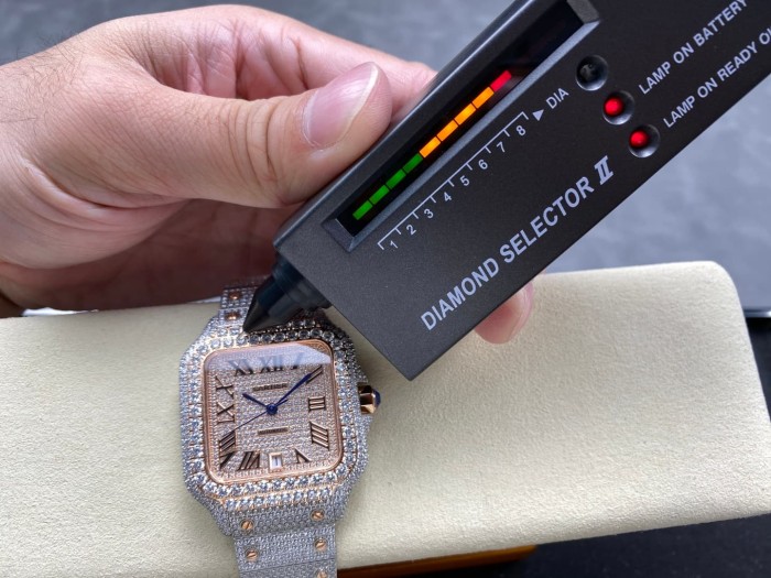 1:1 quality version Black Moissanite Diamond-Studded Santos Mechanical Watch【Dial diameter：39.8mm】28773787