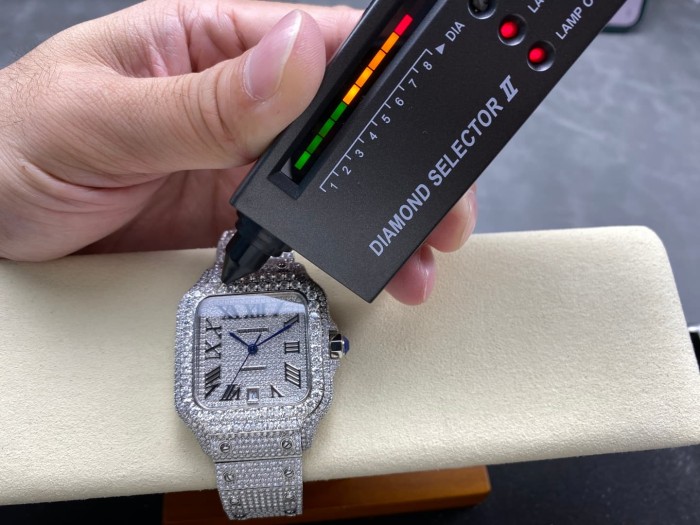 1:1 quality version Black Moissanite Diamond-Studded Santos Mechanical Watch【Dial diameter：39.8mm】28773787