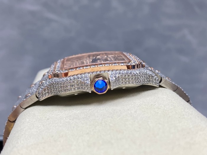 1:1 quality version Black Moissanite Diamond-Studded Santos Mechanical Watch【Dial diameter：39.8mm】28773787