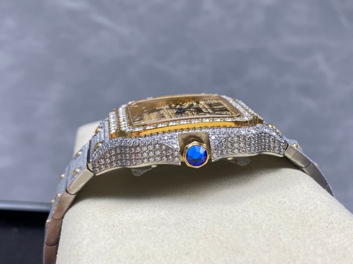 1:1 quality version Black Moissanite Diamond-Studded Santos Mechanical Watch【Dial diameter：39.8mm】28773787