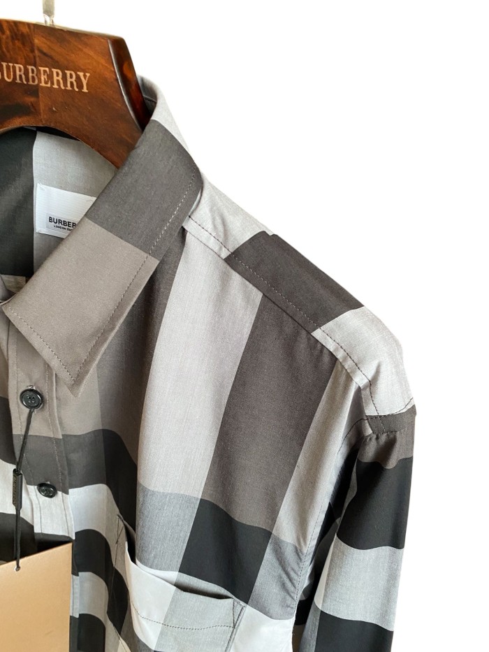 1:1 quality version Plaid Stretch Cotton Poplin Long Sleeve Shirt 8 colors 28875206