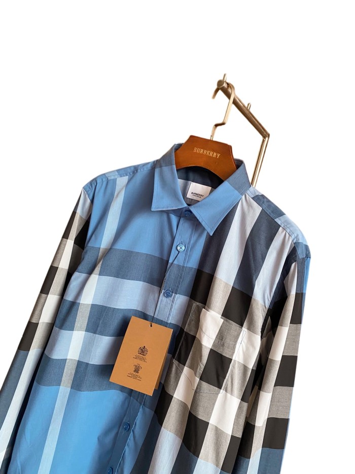 1:1 quality version Plaid Stretch Cotton Poplin Long Sleeve Shirt 8 colors 28875206