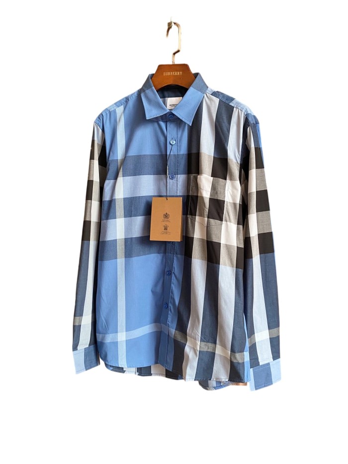 1:1 quality version Plaid Stretch Cotton Poplin Long Sleeve Shirt 8 colors 28875206