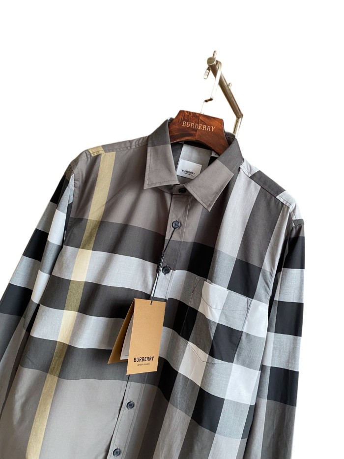 1:1 quality version Plaid Stretch Cotton Poplin Long Sleeve Shirt 8 colors 28875206