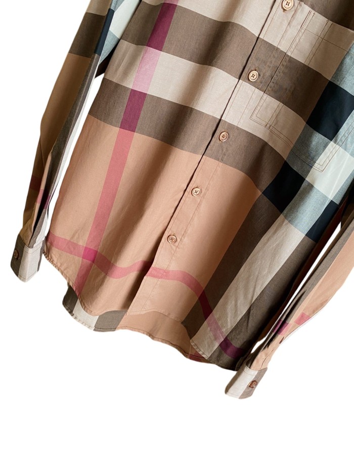 1:1 quality version Plaid Stretch Cotton Poplin Long Sleeve Shirt 8 colors 28875206