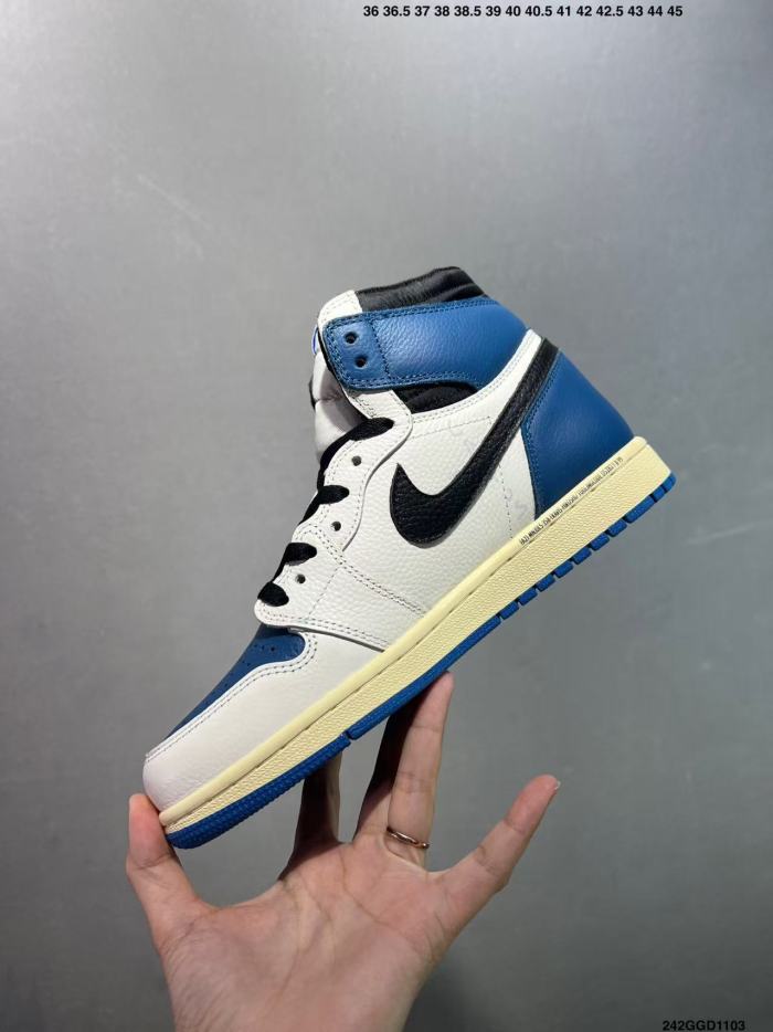 [plus-size shoes]1:1 quality version Tr@vis Scott x Fr@gment x @j1 Retro Blue White High Top Basketball Shoes 28877984