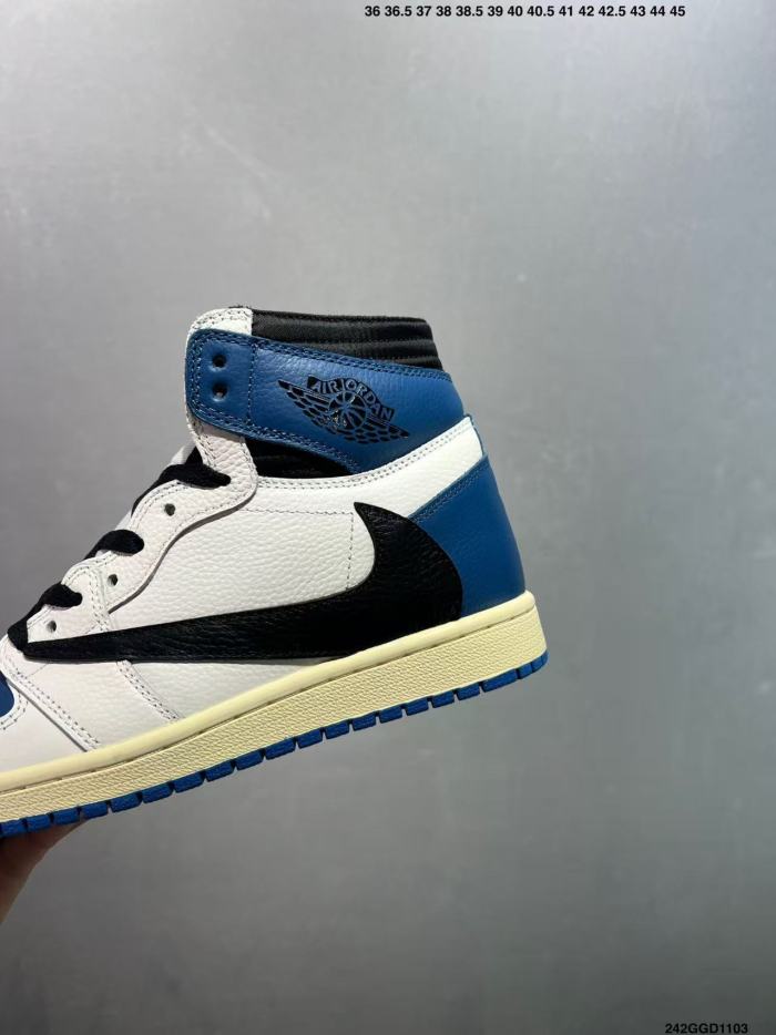 [plus-size shoes]1:1 quality version Tr@vis Scott x Fr@gment x @j1 Retro Blue White High Top Basketball Shoes 28877984