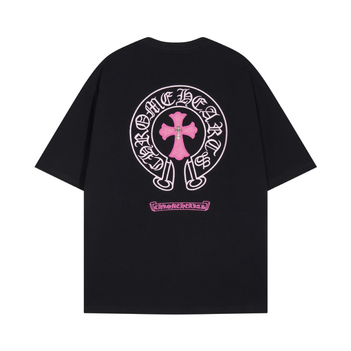 Sanskrit Cross Pink Leather Label Embroidery Tee 3 colors 28884595
