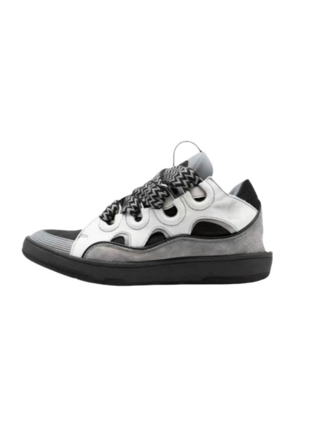 Crimped Thick Laces Grey Low-Top Sneakers 28885843