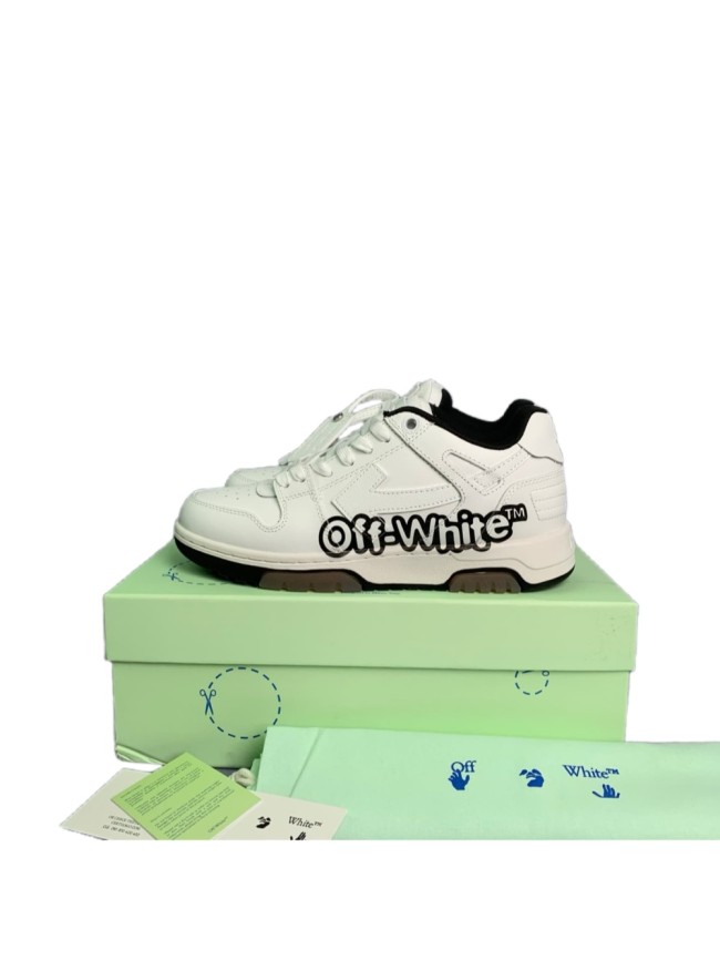 [plus-size shoes] Logo Print White Leather Board Shoes 28885846