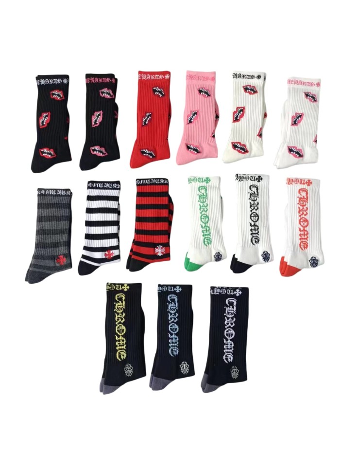 Sanskrit Stripe Graffiti Jacquard Crew Socks 33 colors 28887617