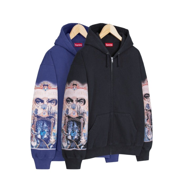 1:1 quality version Supreme x Michael Jackson Dangerous Zip Up Print Hoodie 2 colors 28889970