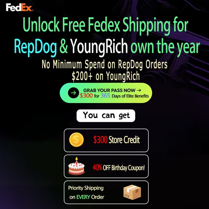 Velocity Pass: Unlock Free Fedex Shipping for RepDog & YoungRich own the year