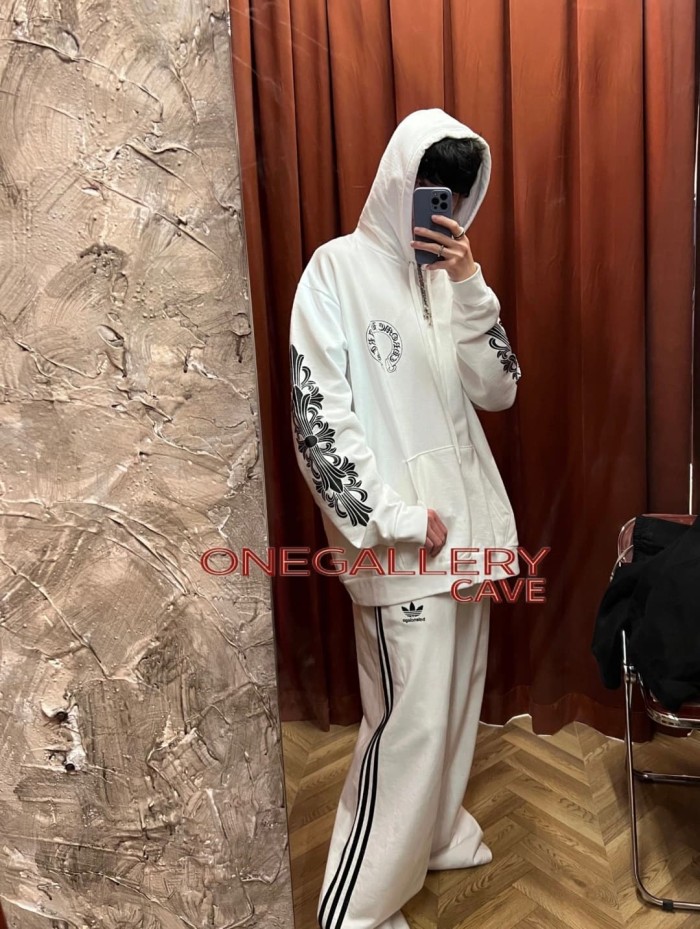 1:1 quality version Horseshoe Flower Arm Print Antique Silver Zipper Hoodie 28893087
